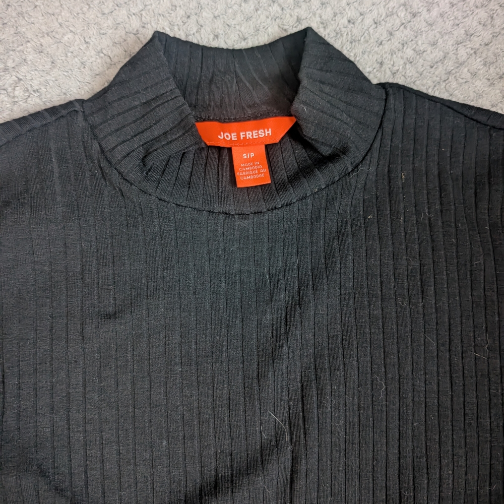 Joe Fresh Black Turtleneck Sweater Ribbed Knit